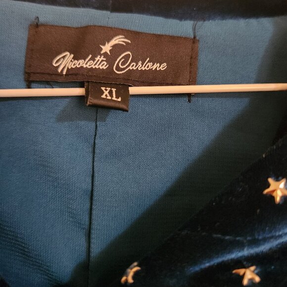 Nicoletta Carlone 1930s Style Blue Velvet Hooded Stars Dress - NWOT - Picture 8 of 9